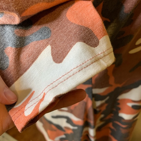 Coco Bianco Orange Brown Camo Fall Tones Cowl Neck Tunic 3/4 Sleeve NWT Size M - Picture 10 of 16